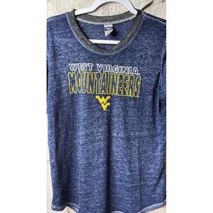 Bottom Drawers West Virginia Mountaineers Blue Burnout Ringer T-Shirt Large